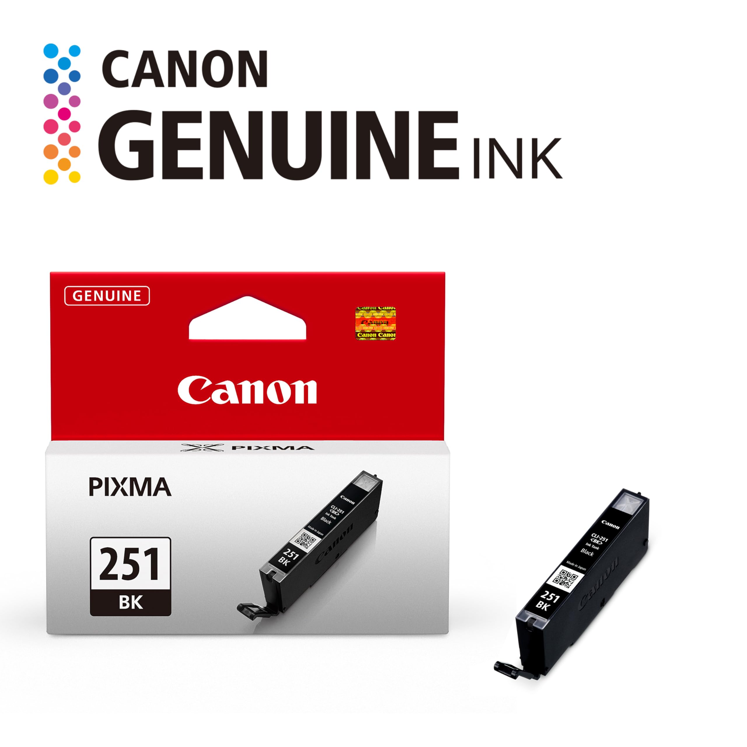 Canon CLI-251 Genuine Black Ink Tank, Compatible with MG6320, IP7220 & MG5420, MX922, MG5520, MG6420, MG7120, iX6820, iP8720, MG7520, MG6620, and MG5620 Printers