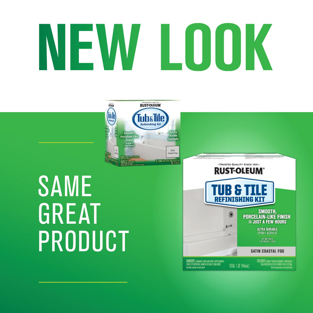 Rust-Oleum 384166 Tub And Tile Refinishing 2-Part Kit, Gloss Coastal Fog