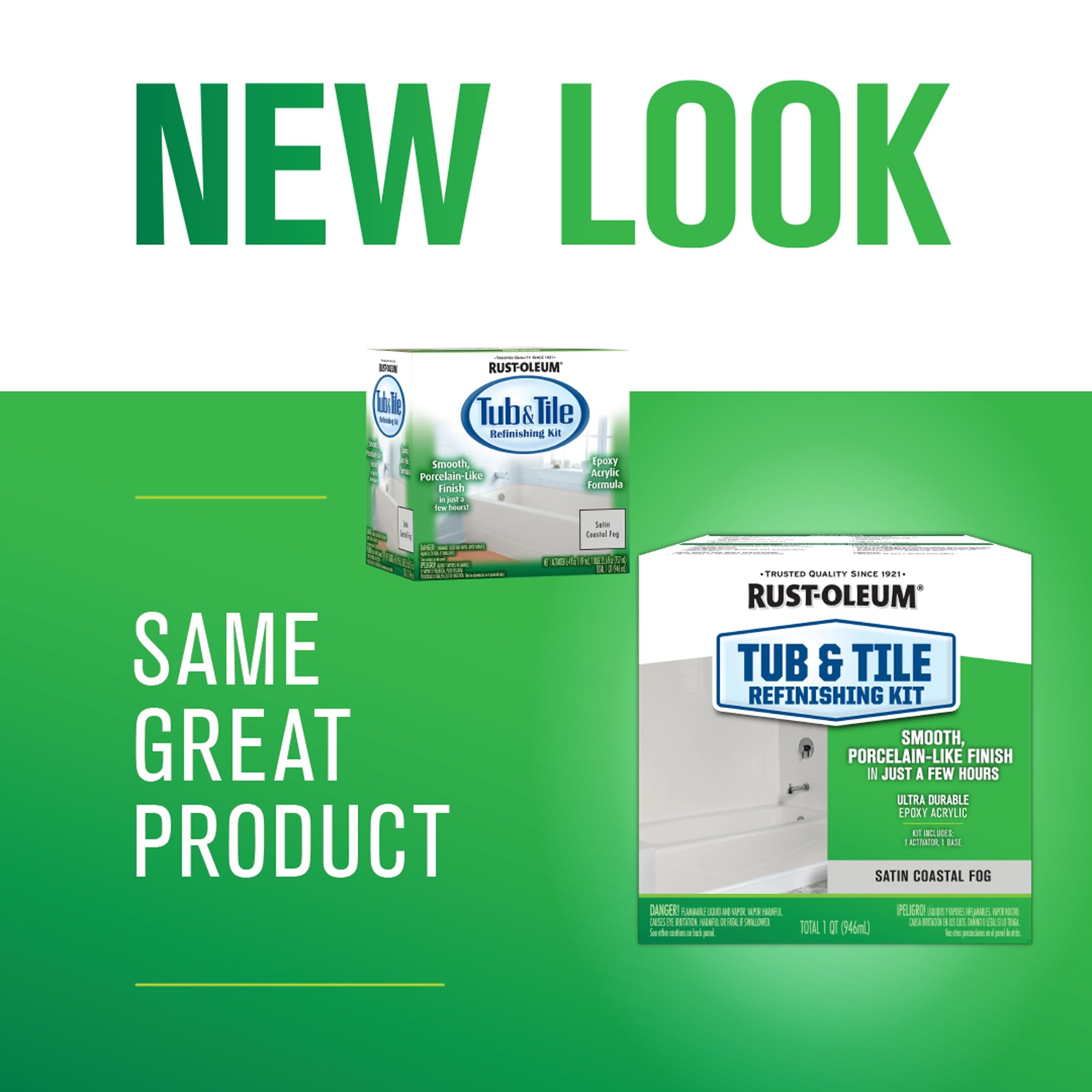 Rust-Oleum 384166 Tub And Tile Refinishing 2-Part Kit, Gloss Coastal Fog