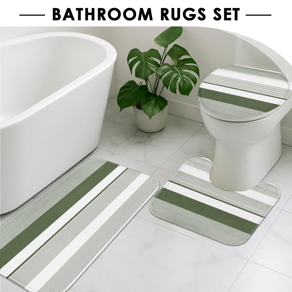 Beige Geometric Shower Curtain Set with Toilet Lid Cover and Non-Slip Rugs for Bathroom, Black Grey White Checkered 4 Pcs Shower Curtain, Modern Abstract Bathroom Set with 12 Hooks