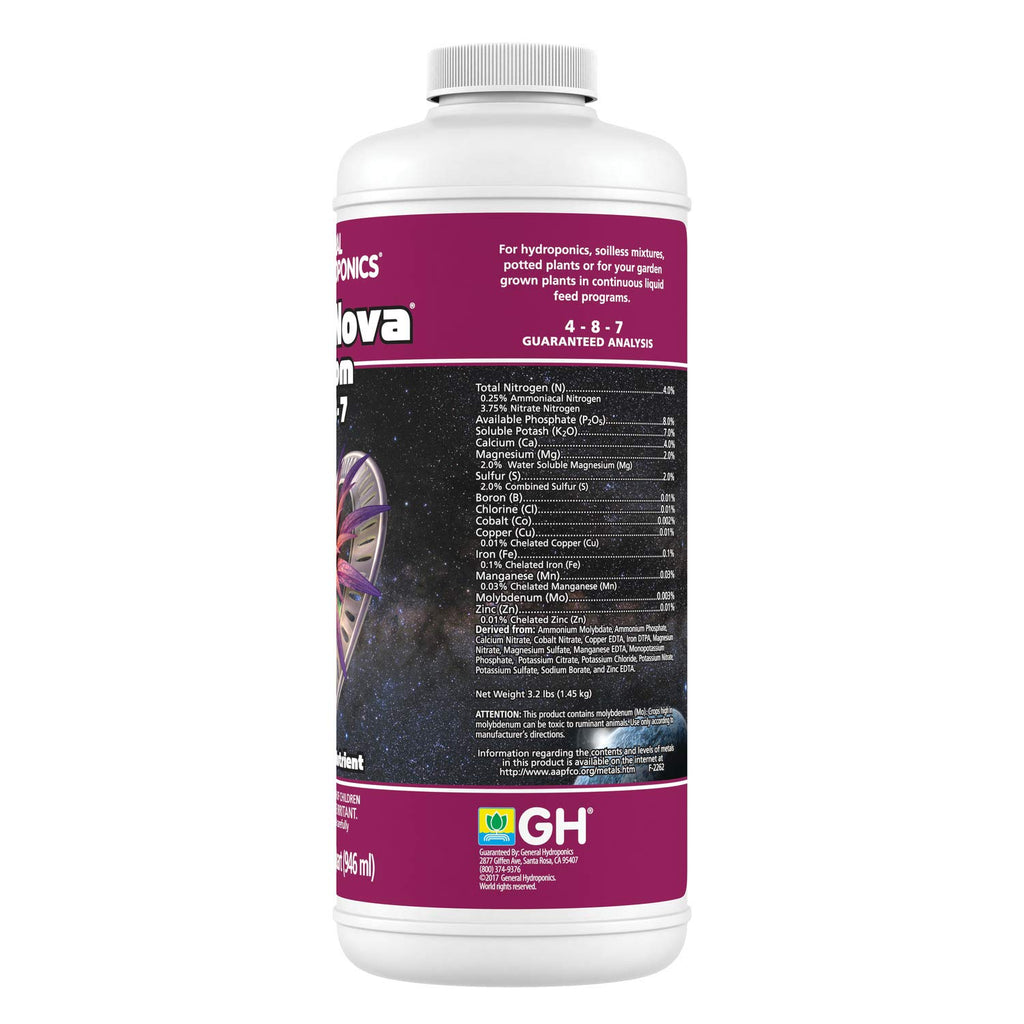 General Hydroponics HGC718805 FloraNova Grow 7-4-10, Robust Strength of Dry Fertilizer But in Rapid Liquid Form, Use for Hydroponics, Soilless Mixtures, Containers & Garden Grown Plants, 1-Gallon