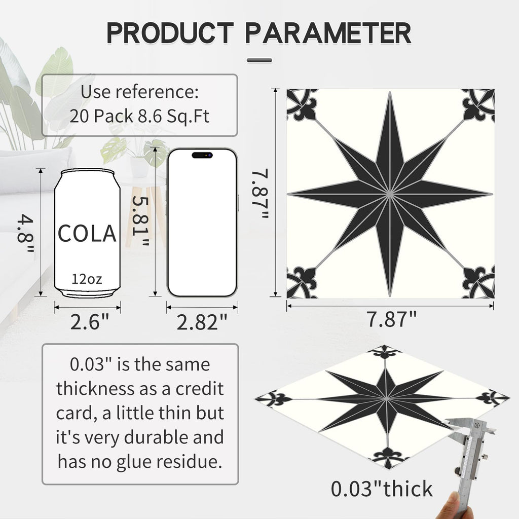 MORCART Peel and Stick Floor Tile, Self-Adhesive DIY Vinyl Flooring, Removable and Waterproof Tile Sticker for Bathroom, Kitchen, Wall, Bedroom, Stairs (20PCS,7.87" x 7.87",Aqua Blue)