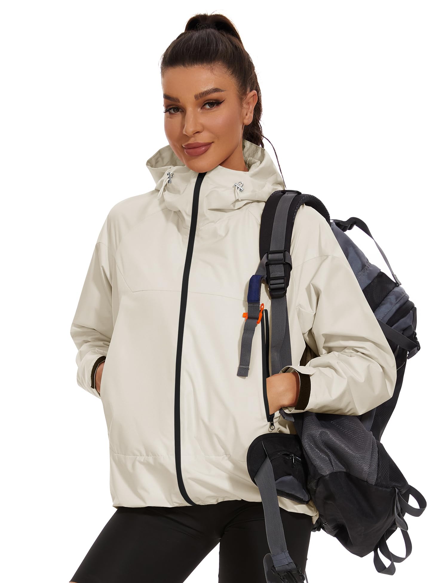 Avoogue Rain Jacket for Women Waterproof Lightweight Rain Coat Hiking Windbreaker Jacket with Hood