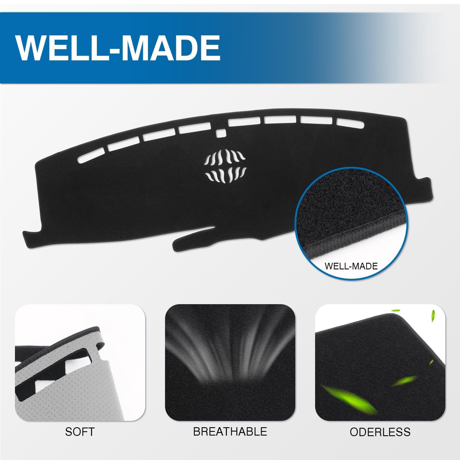 KUST Black Dash Cover for Ford Ranger 1995-2011/Ford Explorer 1995-2001/Mazda B2300 B2500 B3000 B4000 1995-2008/Mercury Mountaineer 1997-2001 Polyester Dashboard Cover Accessories for Ranger
