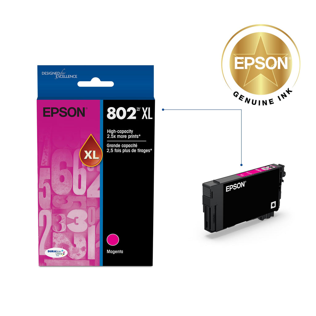 EPSON 802 DURABrite Ultra Ink High Capacity Black Cartridge (T802XL120-S) Works with WorkForce Pro WF-4720, 4730, 4734, 4740
