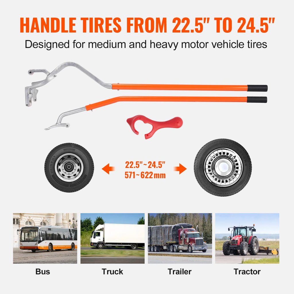 VEVOR Tire Mount Demount Tool 22.5" to 24.5" Tire Changer Steel Bead Breaker Extra Bead Holder Tubeless Truck Manual Tire Changing Tools for Car Repairing(Blue)