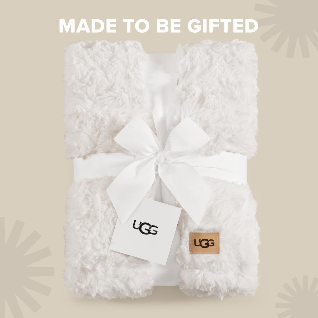 UGG Adalee Faux Fur Twin Size Blanket, Warm Cozy Blanket, Extra Large Throw for Sofa, Washable Bedding for Twin XL Size Bed, Cute Room Decor, 66" x 90", Oyster Brown