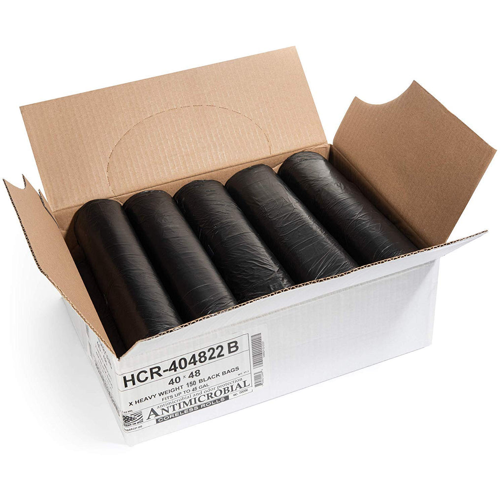 Aluf Plastics High Density Trash Bags, 10 Gallon, 4000 Count, 6 Micron (eq), 24" x 24", Black, for Bathroom, Office, Industrial, Commercial, Janitorial, Municipal, Recycling