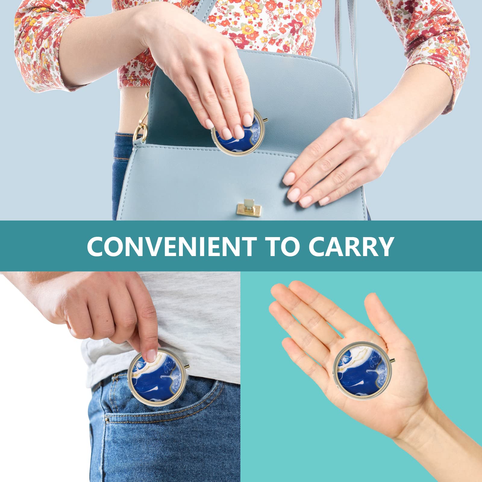 Pill Case Pill Box with Mirror Retro 2 Compartment Small Pill Case for Purse or Pocket Bronze Rectangular Pill Box or Vitamins, Fish Oil, Supplements, Pill Containe Travel Gifts（Retro Red Flowers）