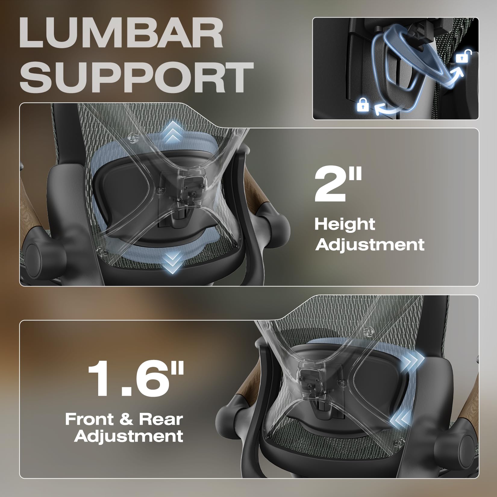 ELABEST X100 Ergonomic Office Chair with Footrest, Big and Tall Home Desk Chair with 5D Flip-Up Arms, Adjustable 3D Lumbar Support,High Back Rolling Computer Chair, Swivel Mesh Chairs (Coffee Break)