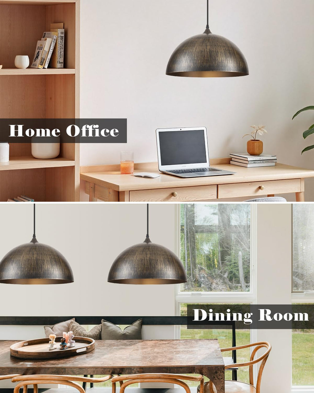 White Pendant Lights, 11.8 inch Pendant Lights Kitchen Island, Farmhouse Pendant Light Fixtures (White Inside), Industrial Pendant Lighting for Dining Room, Bedroom, Hallway (1 Pack)