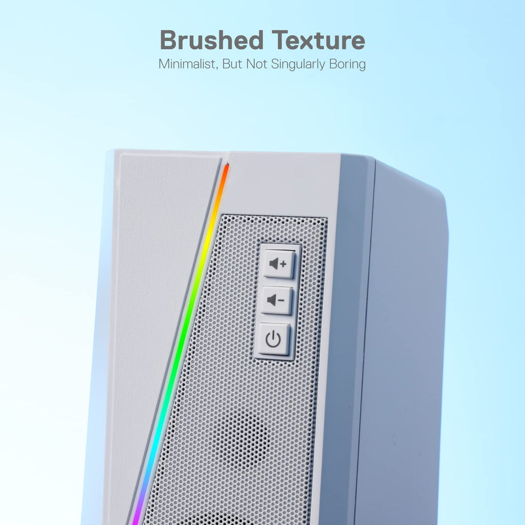 Redragon GS520 RGB Desktop Speakers, 2.0 Channel PC Computer Stereo Speaker with 6 Colorful LED Modes, Enhanced Sound and Easy-Access Volume Control, USB Powered w/ 3.5mm Cable
