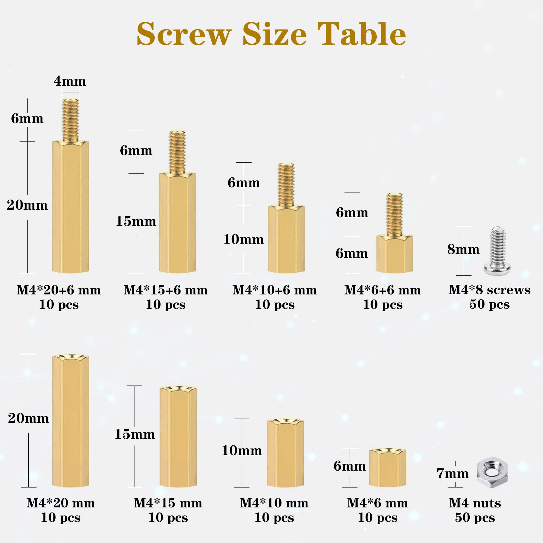 400Pcs M2 Motherboard Standoffs&Screws&Nuts Kit, Hex Male-Female Brass Spacer Standoffs, Laptop Screws for DIY Computer Build, Electronic Projects, Raspberry Pi, Circuit Board etc.