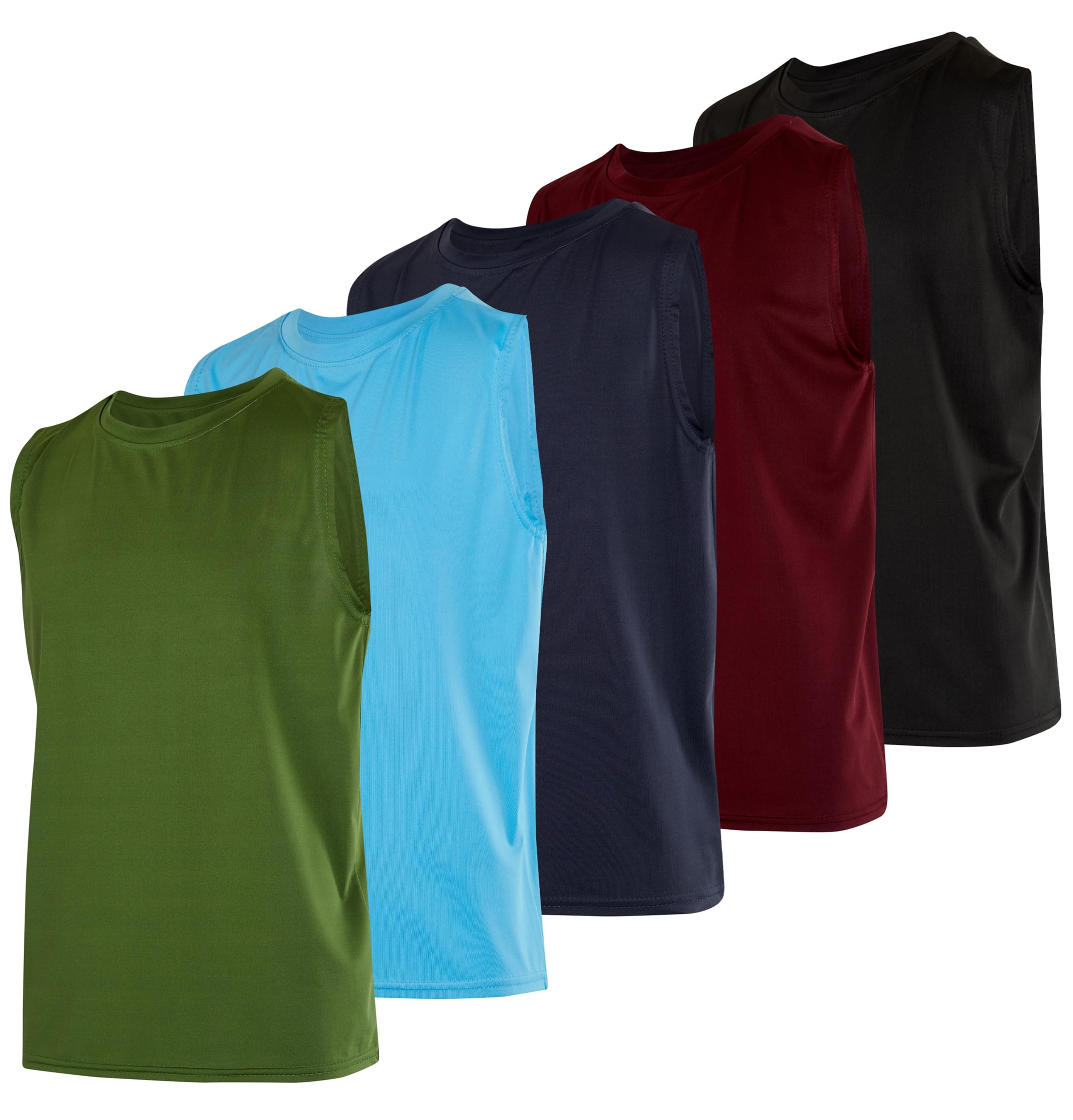 Real Essentials 5 Pack: Boys Dry-Fit Active Athletic Performance Tank Top