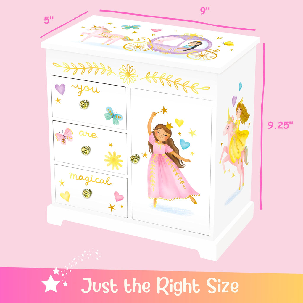 Giggle & Honey® Unicorn Musical Jewelry Box for Girls Unicorn Toys for Girls Age 4-6 Kids Jewelry Box with Drawers