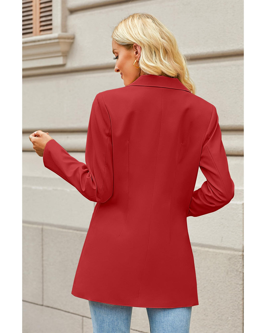 luvamia Blazers for Women Business Casual Long Blazer Jackets Dressy Work Professional Office Outfits Lapel Pockets
