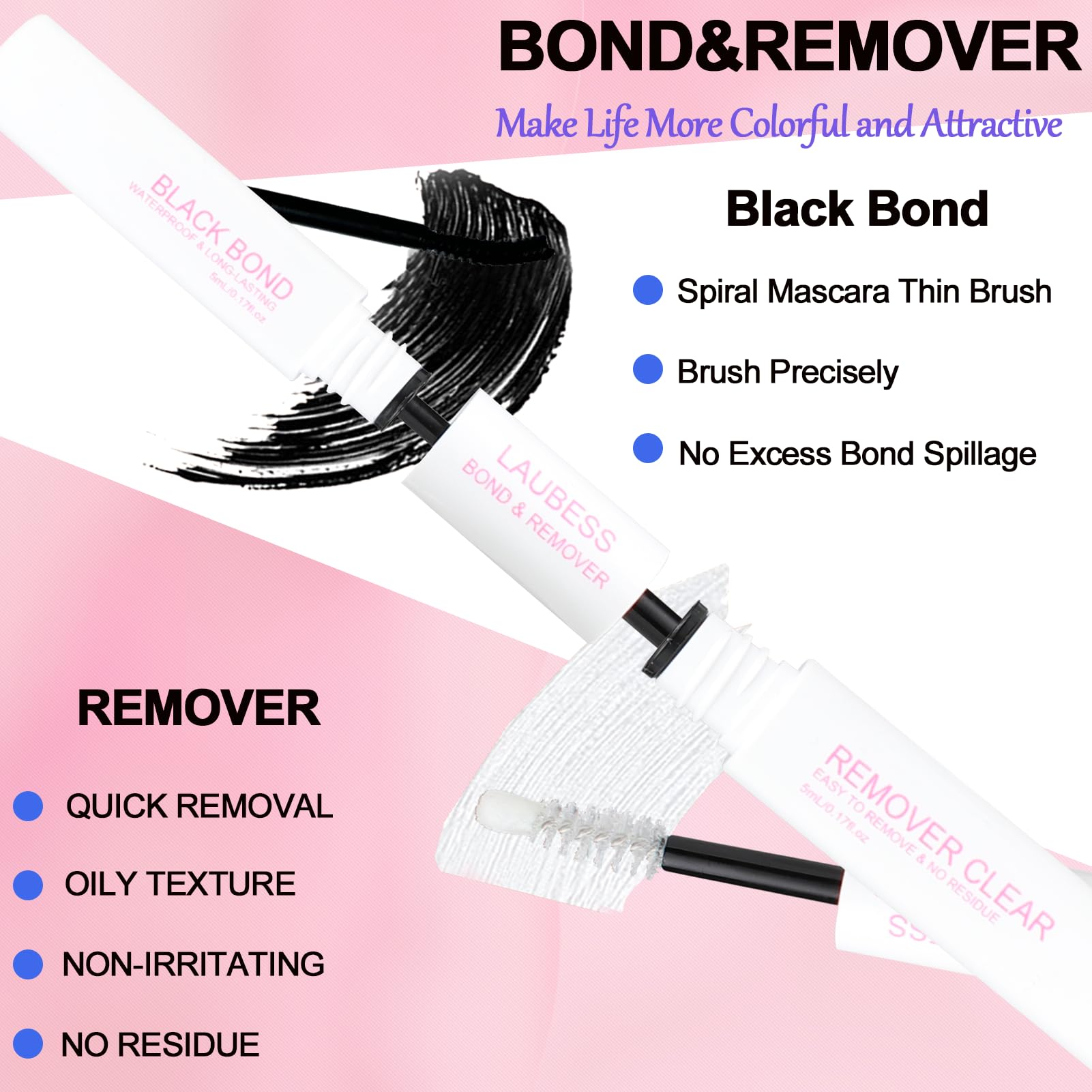 Lash Bond and Seal Mascara for Long Lasting Waterproof Eyelash Extensions - 5ml+5ml