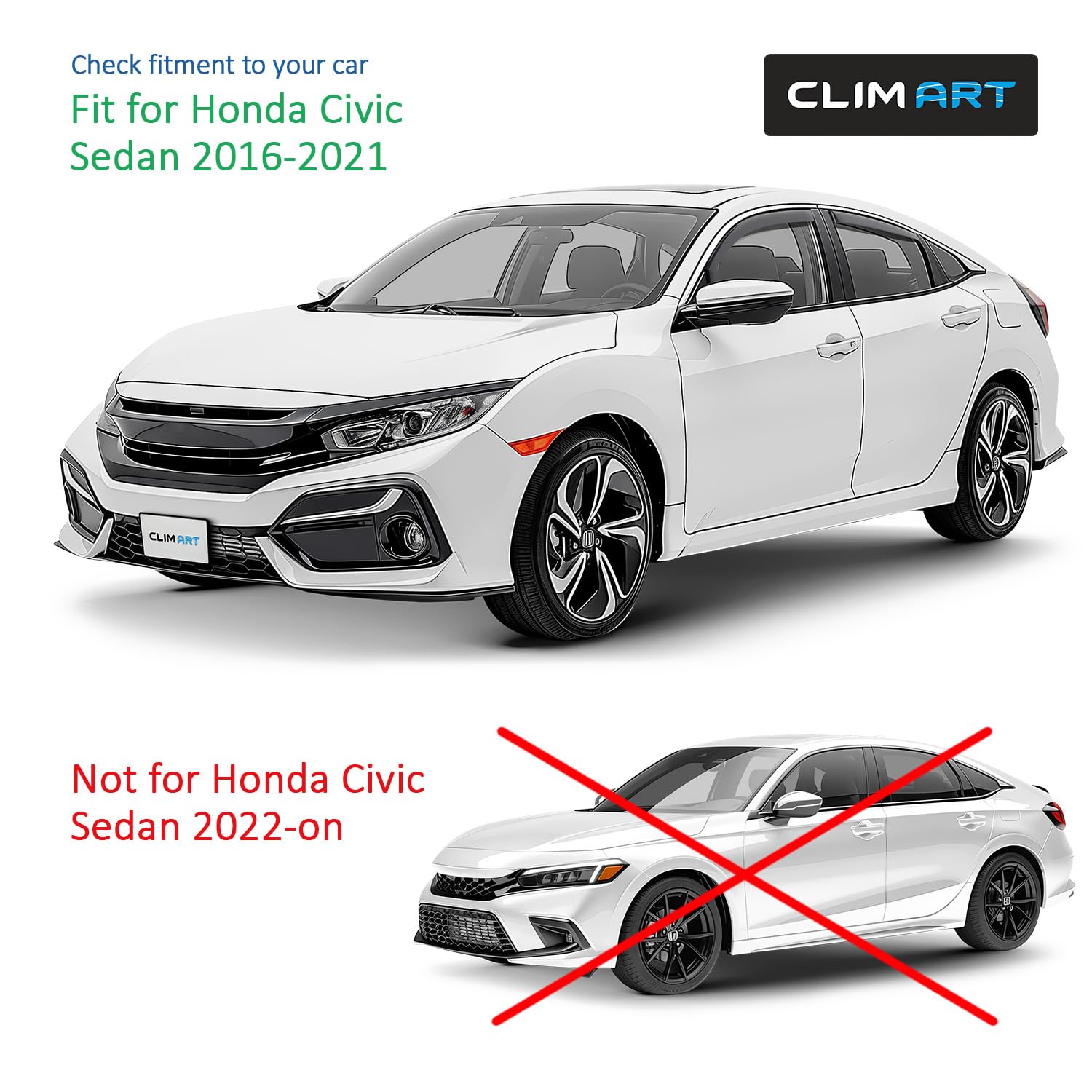 CLIM ART in-Channel Incredibly Durable Rain Guards for Honda Accord 2013-2017 Sedan, Original Window Deflectors, Vent Window Visors, Vent Deflector, 4 pcs. - 613274