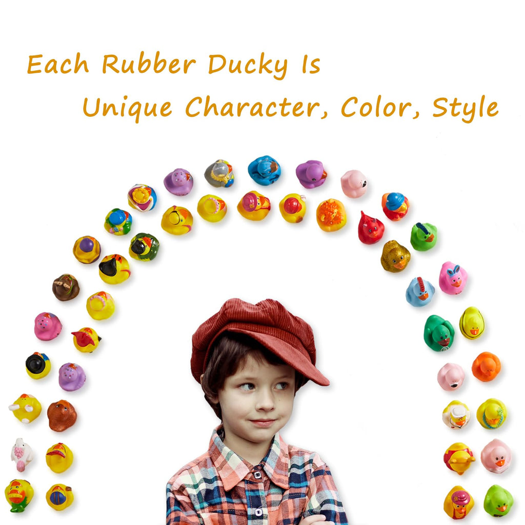 30 Pack Rubber Duck for Jeeps Ducking - 2" Bulk Floater Duck for Kids - Baby Bath Toy Assortment - Party Favors, Birthdays, Bath Time, and More (30 Varieties)