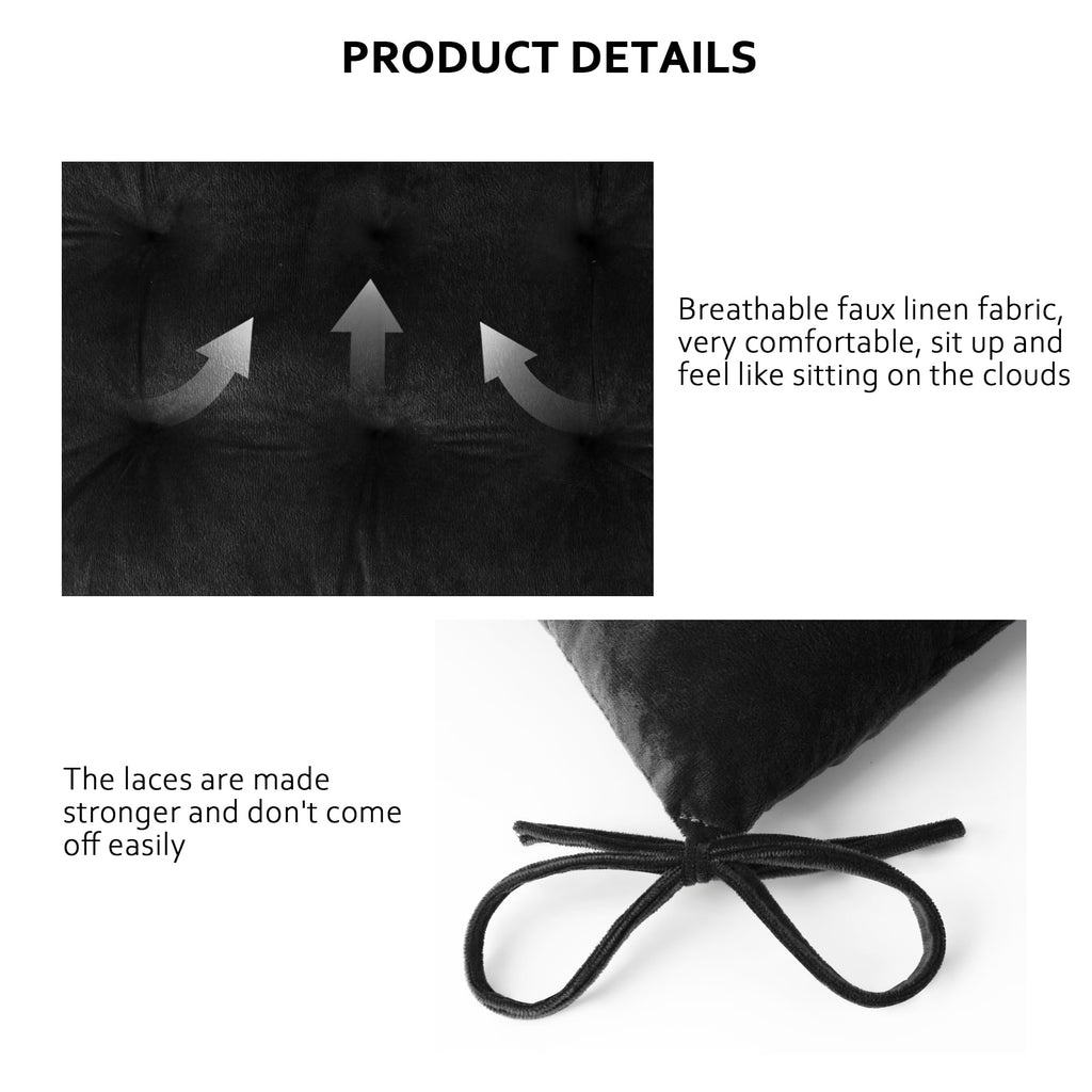 ELFJOY Rocking Chair Cushion Large Rocking Chair Pads with Ties Premium Tufted High Back and Seat Cushion 2 Piece Set Black