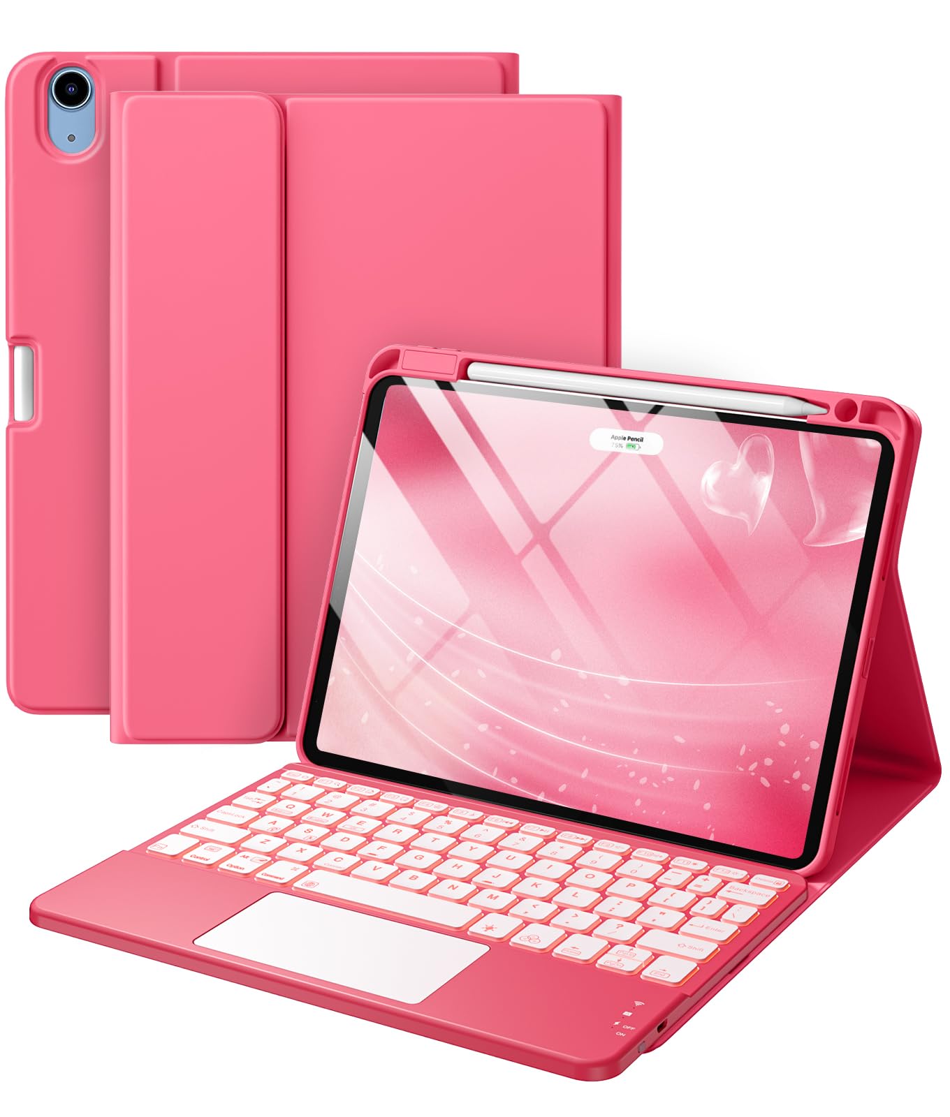 Harvopu Compatible with iPad Air 11 Inch & Air 5th/ Air 4th Generation Case with Keyboard - Multi-Touch Trackpad, 7-Color Backlit, Detachable Folio Keyboard Cover for Air 11-inch M4/M3/M2 (Black)