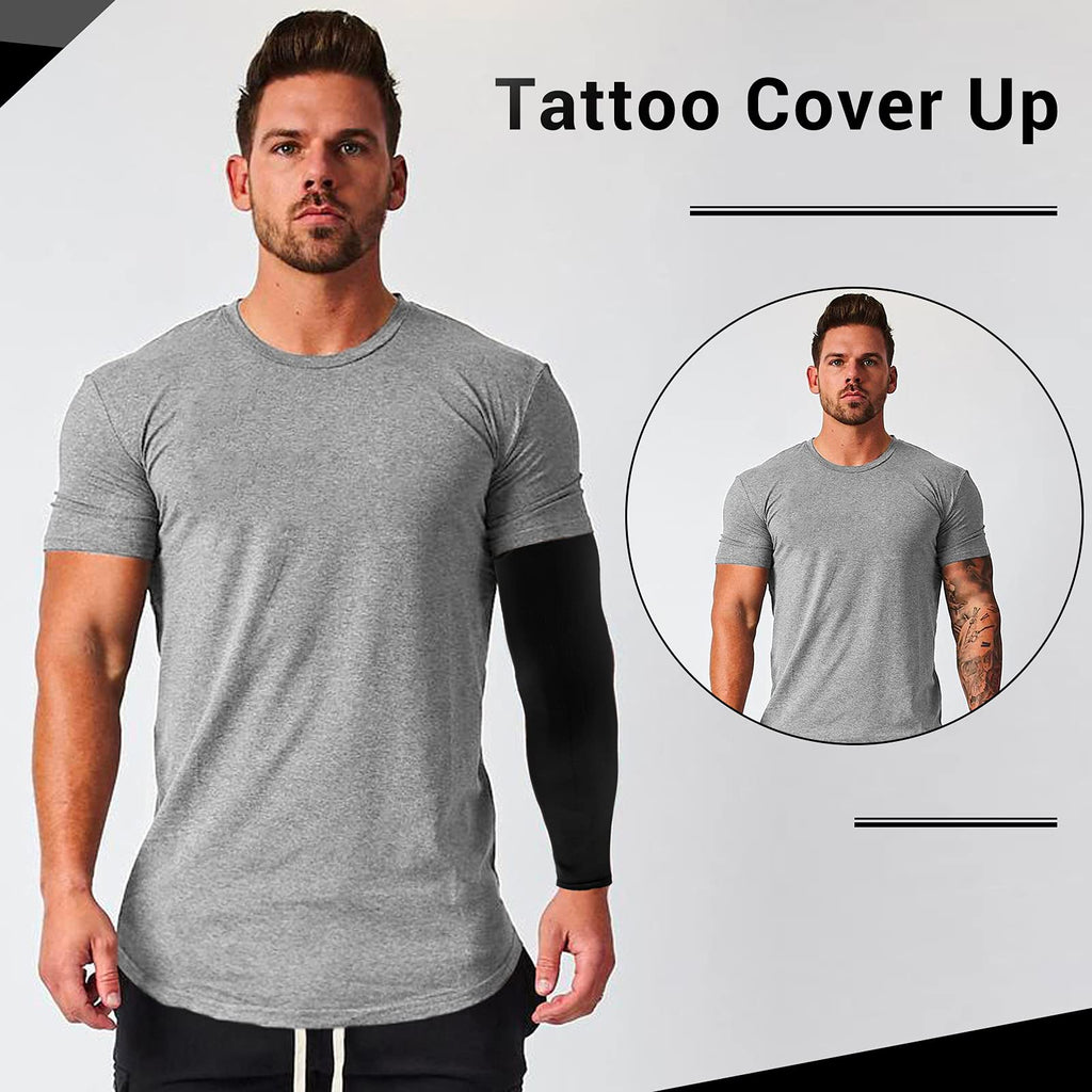 2 Pairs UV Protection Cooling Arm Sleeves Compression Sun Sleeves for Men Women Youth, Tattoo Cover Up, UPF 50