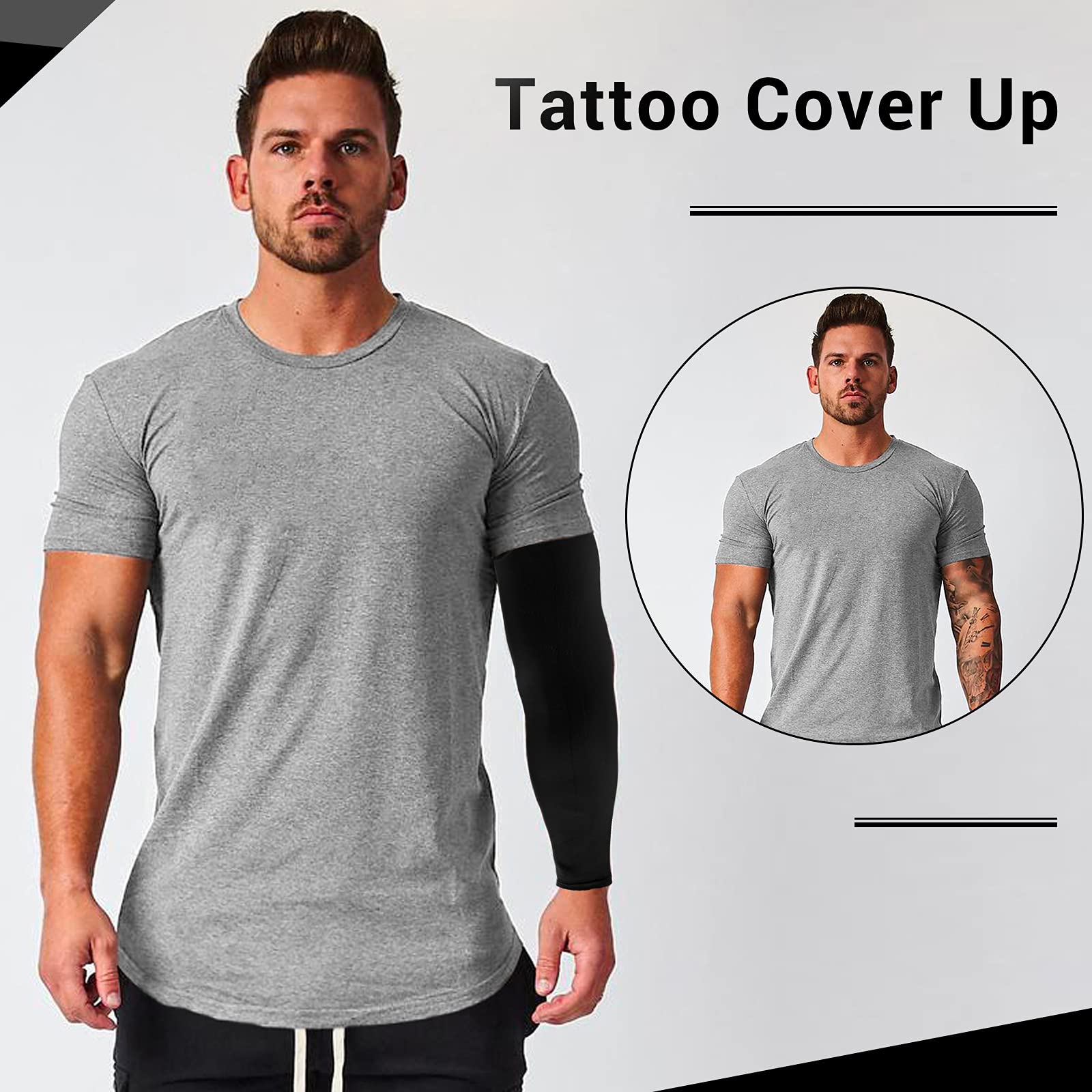 2 Pairs UV Protection Cooling Arm Sleeves Compression Sun Sleeves for Men Women Youth, Tattoo Cover Up, UPF 50