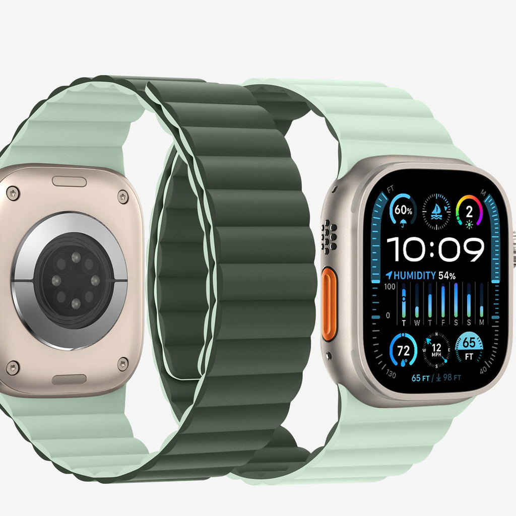 Bisikor Compatible with Apple Watch Band 49 46 45 44 42 41 40 38mm, Double Sided Wearable Silicone Magnetic Strap for iWatch Ultra SE Series 11 10 9 8 7 6 5 4 3 2 1 (38/40/41/42, Beige/Gray)