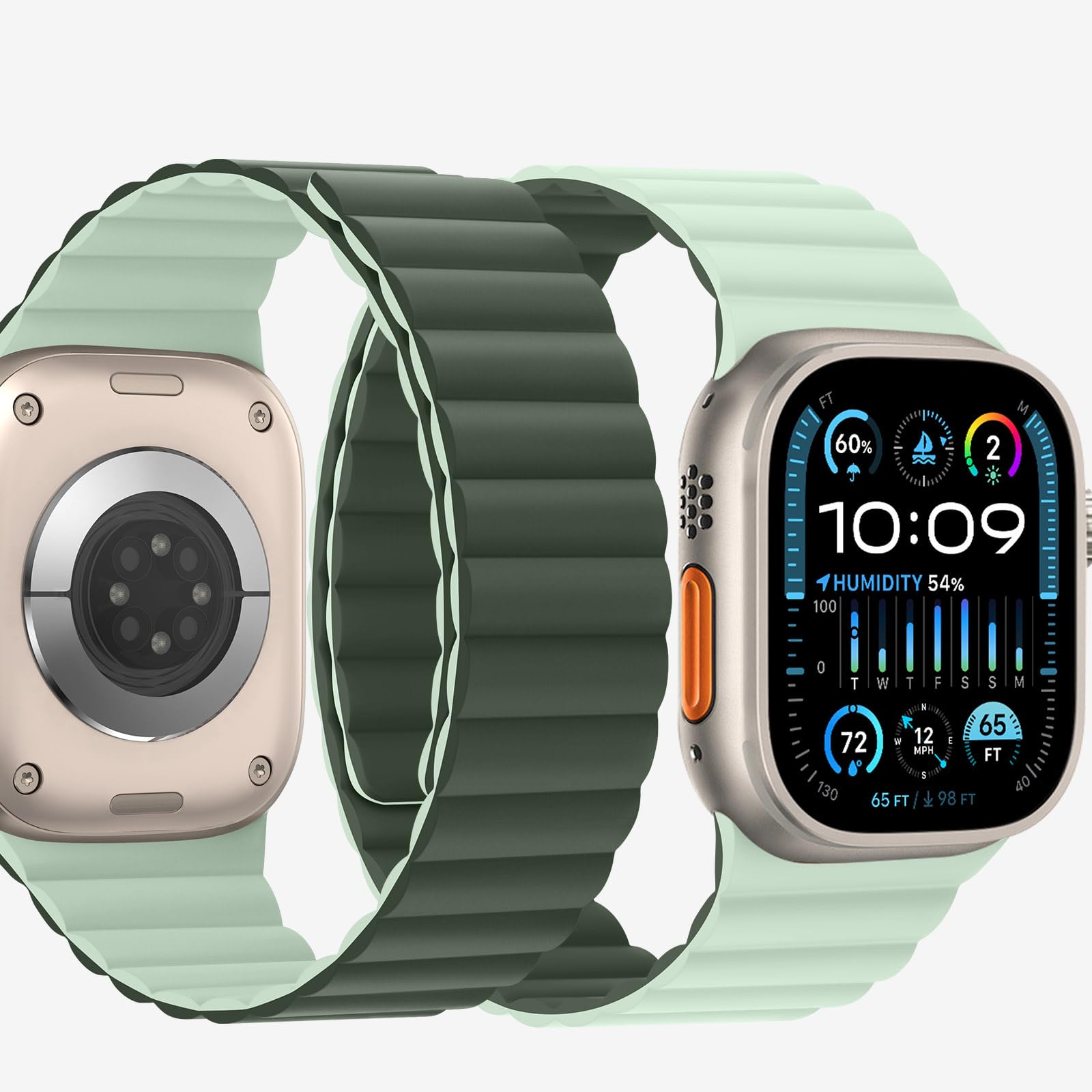 Bisikor Compatible with Apple Watch Band 49 46 45 44 42 41 40 38mm, Double Sided Wearable Silicone Magnetic Strap for iWatch Ultra SE Series 11 10 9 8 7 6 5 4 3 2 1 (38/40/41/42, Beige/Gray)