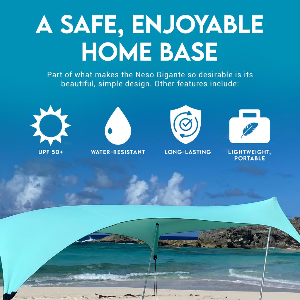 Neso Gigante Portable Beach Tent Sun Shelter - Lightweight Beach Shade Canopy - Easy Setup for Family Outings - Patented Reinforced Corners - UPF 50+ - 8ft Tall, 11 x 11ft - Save The Whales