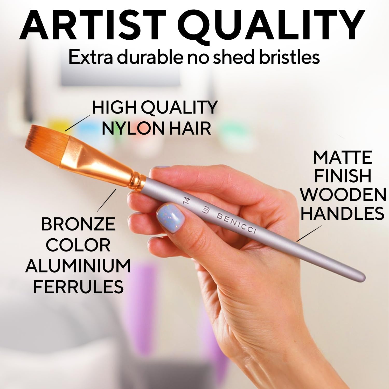 Artist Paint Brush Set of 16 - Includes Spatula Palette Knife, Sponge & Organizing Case - Premium Paint Brushes for Acrylic Painting, Watercolor, Oil - Perfect for Kids, Adults or Professionals