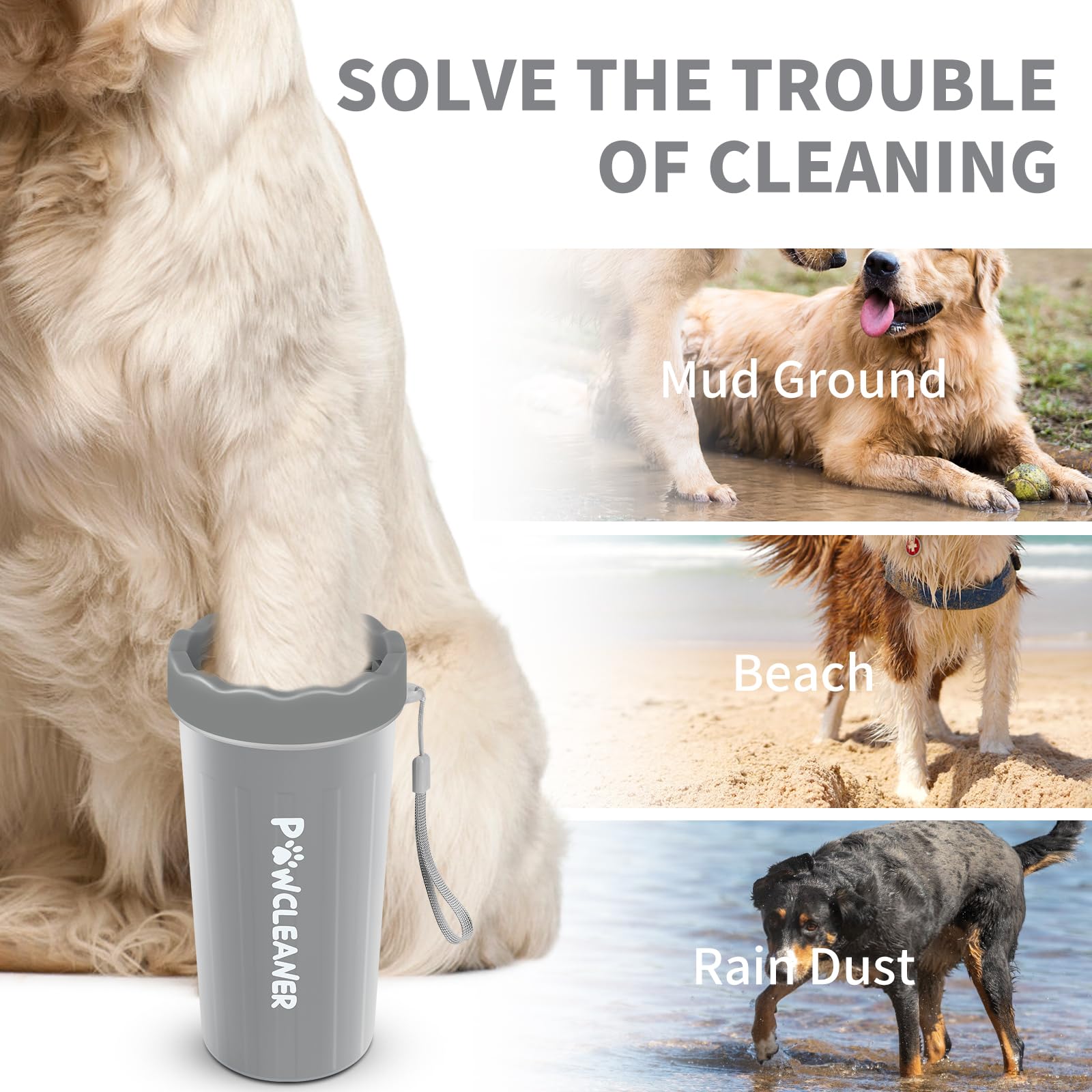 Professional 7 in 1 Dog Paw Cleaner for Dogs & Cats - Includes 1 Portable Paw Washer, 1 Bath Brush, 2 Dog Toothbrushes and 3 Absorbent Towels Note: Fits Paws up to 2 Inches Wide (Small, Black)