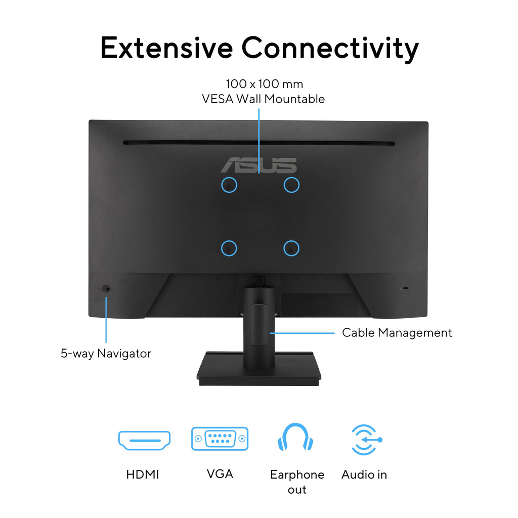 ASUS 22” Eye Care Monitor (VP229QF) – 100Hz, IPS, Full HD, 99% sRGB, Frameless, Adaptive-Sync, DisplayPort, HDMI, Low Blue Light, Flicker Free, Wall Mountable, 3 yr Warranty