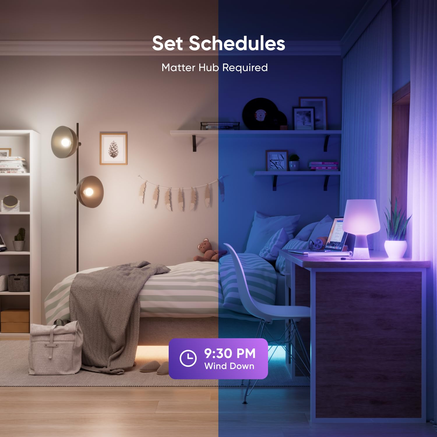 Nanoleaf Essentials Smart Light Bulbs, Matter Smart LED Bulbs Work with Alexa & Google Home, 1000lm 16M+ RGBTW Color Changing Light Bulb, Music Sync A19 E26 2.4GHz WiFi Bluetooth Light Bulb 60W, 2PK