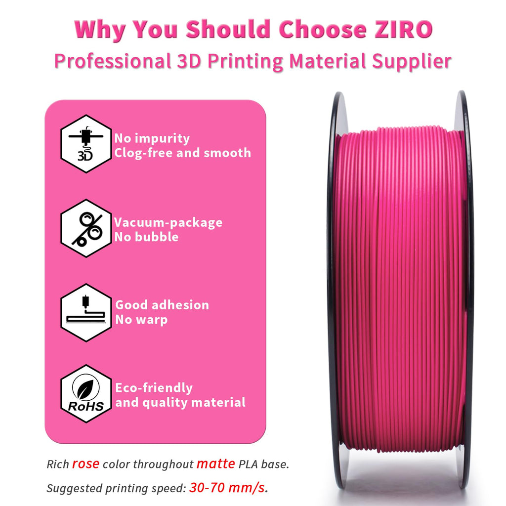 ZIRO 3D Printer Filament, PLA Filament 1.75mm, Black pla 1KG(2.2lbs), Dimensional Accuracy +/- 0.03mm, Fits Most FDM Printer AMS System,3D Printing Filament Spool Black (Plastic Reel)