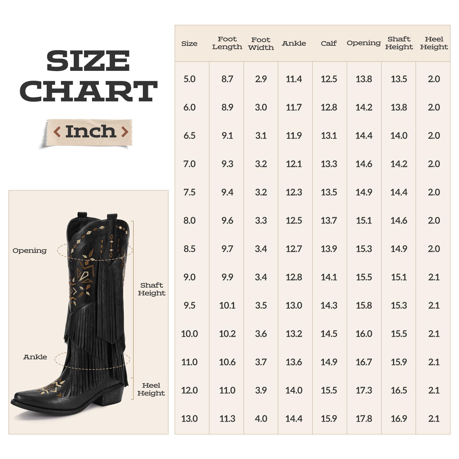 Cowboy Boots for Women - Fringe Knee High Cowgirl Boots with Classic Embroidery, Pointed Toe Pull on Retro Design, Perfect for Western Parties, Weddings and Events