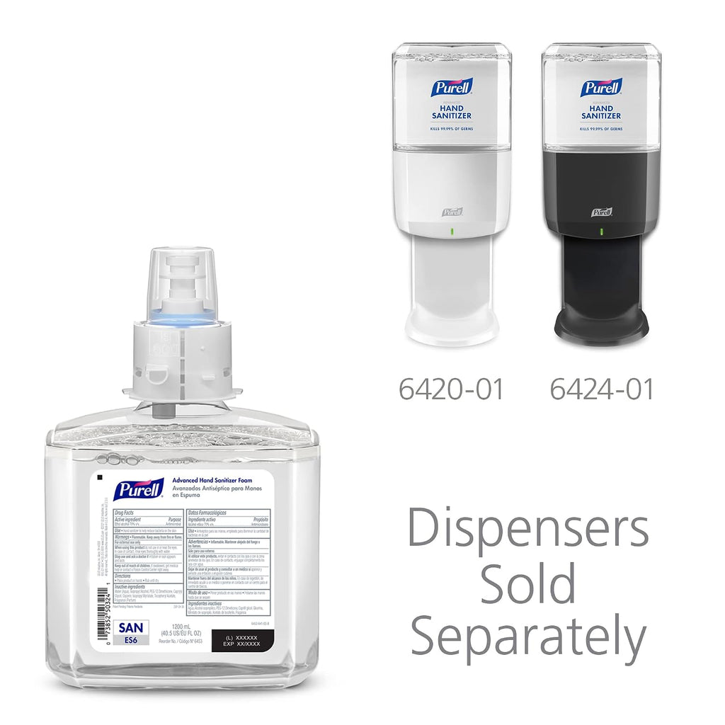 PURELL Brand Advanced Hand Sanitizer Foam, Clean Scent, 1200 mL Refill for PURELL ES6 Automatic Hand Sanitizer Dispenser (Pack of 2) - 6453-02