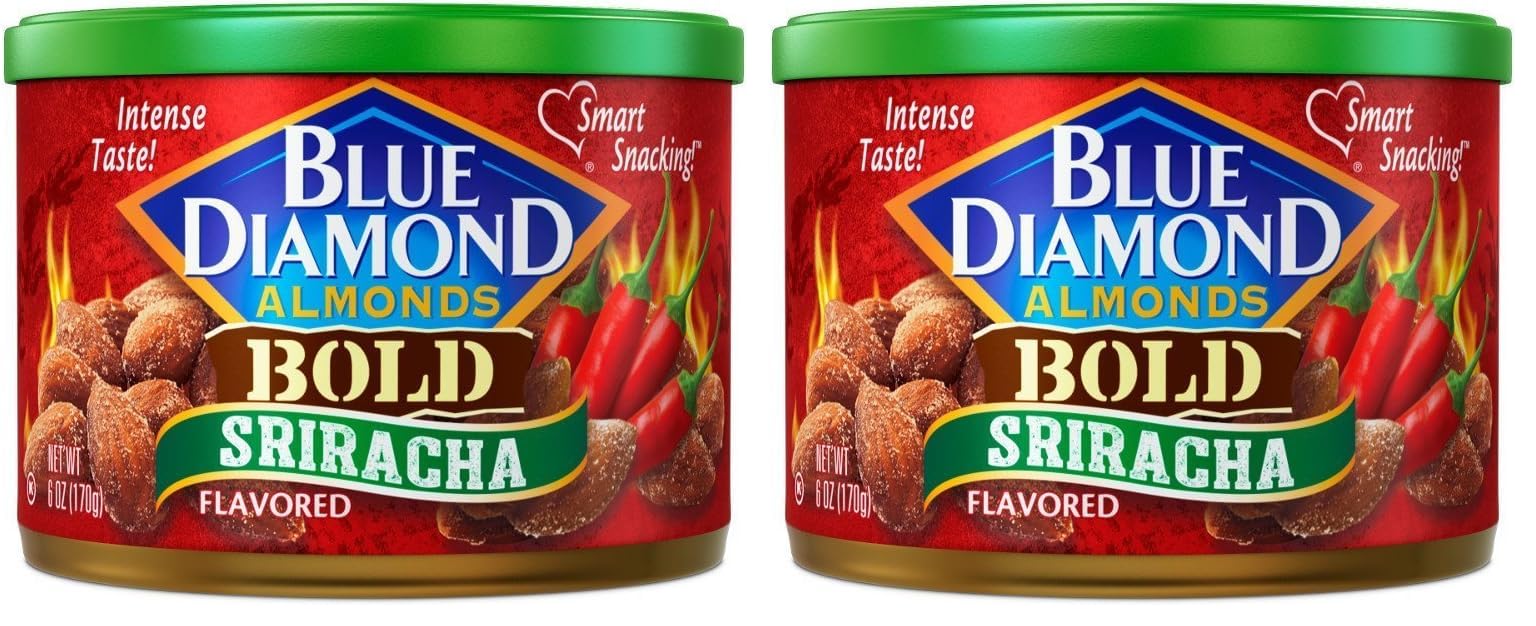 Blue Diamond Almonds Sriracha Flavored Snack Nuts, 6 Oz Resealable Can (Pack of 1)