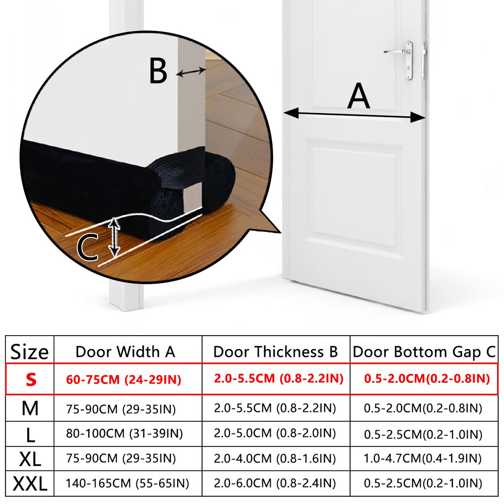 BKSAI Door Draft Stopper for Doors No Adhesive Draught Excluder Under Door Wind Blocker for Bottom of Door,Reduce Noise Draught Excluder Sweep Sound Proof (Beige 24-29IN / Distance Under The Door 1IN)