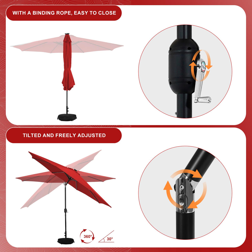 Sundale Outdoor 9FT Patio Umbrella with Sand Bag Umbrella Base, Outdoor Umbrella with Tilt and Crank, Beige