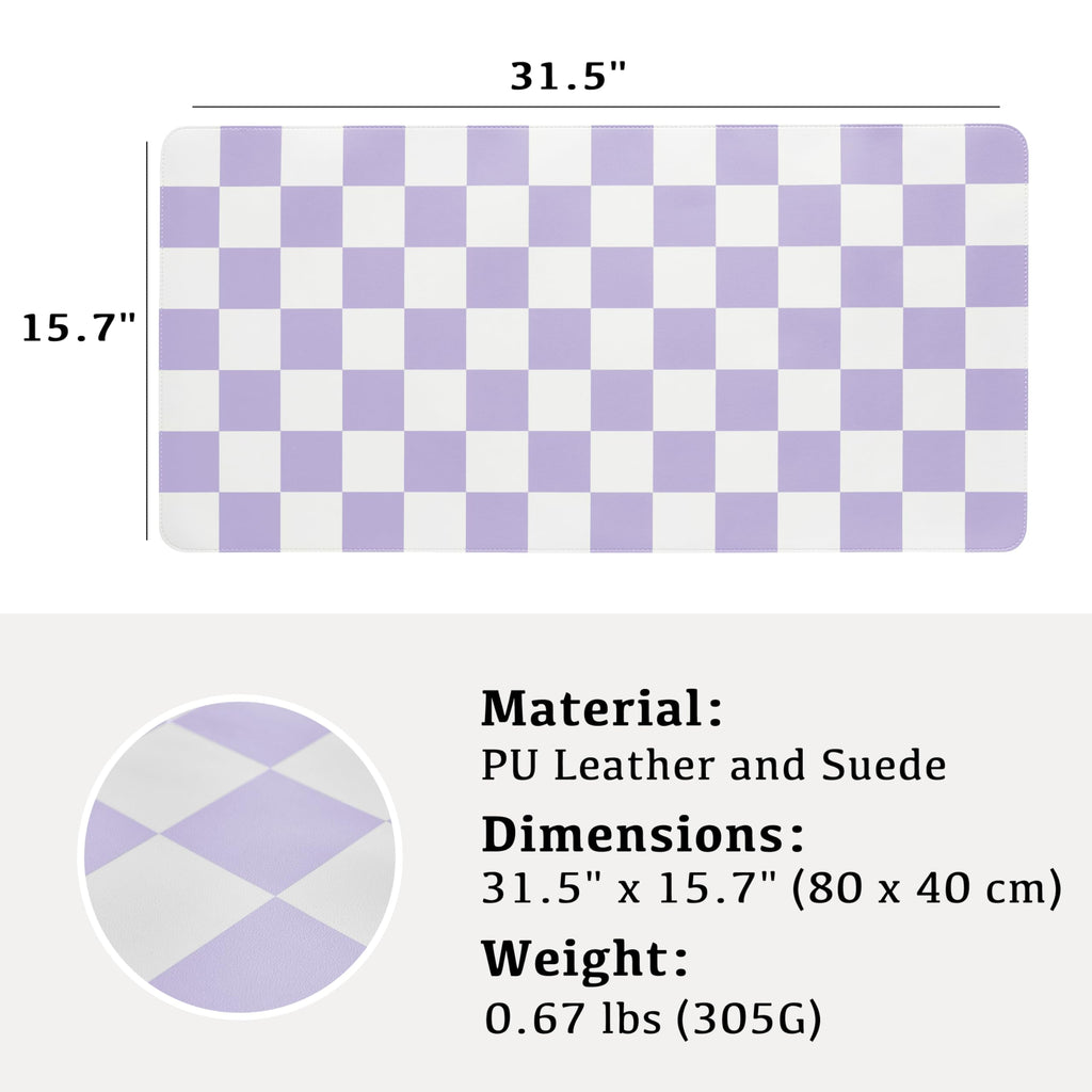 Ohocut Checkered Desk Mat, Large Cute Aesthetic Retro PU Leather Computer Laptop Desk Mat, Non-Slip Waterproof Mouse Keyboard Pad, Desk Writing Mat for Work/Home (Beige, 23.6" x 13.7")