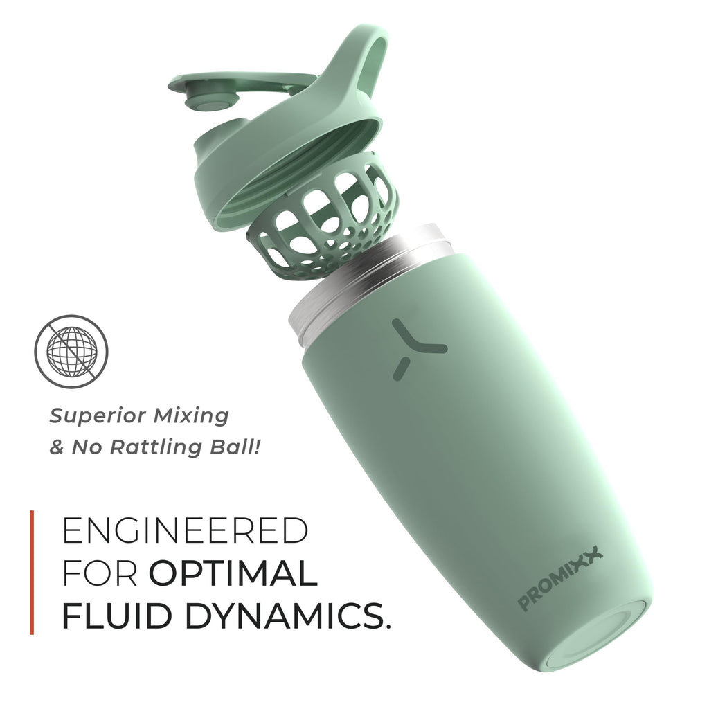 Promixx Pursuit Shaker Bottle Insulated Stainless Steel Water Bottle and shaker Cup, 18oz, Coral