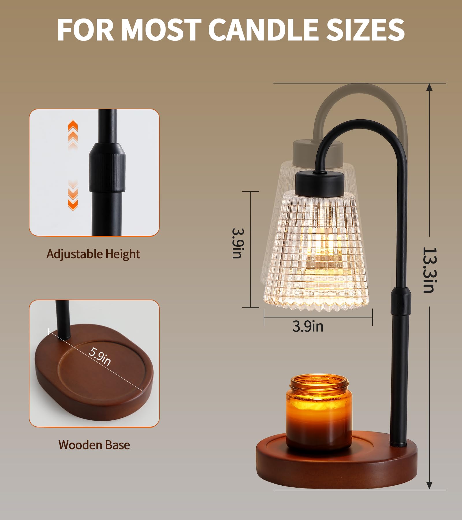 MEIXISUE Candle Warmer Lamp with Timer and Dimmer,Electric Amber Light Gifts for Women Melt Wax Warmer Lamp with 2 Bulbs for Candle Jars House Warming New Home Decor