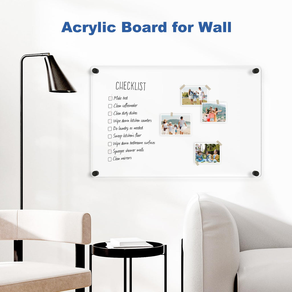 Acrylic Calendar for Wall Whiteboard, 12" x 12" Weekly Clear Dry Erase Board, Small Planning Board White Board for Wall, Home, Office, School