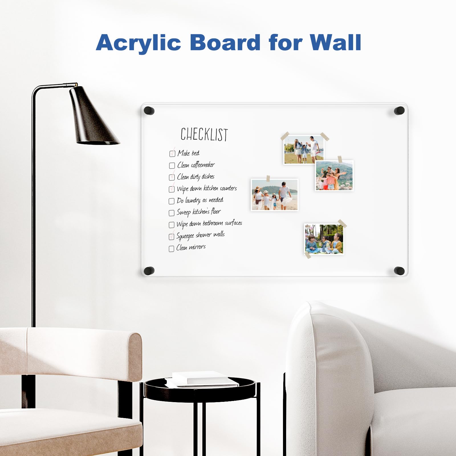 Acrylic Calendar for Wall Whiteboard, 12" x 12" Weekly Clear Dry Erase Board, Small Planning Board White Board for Wall, Home, Office, School