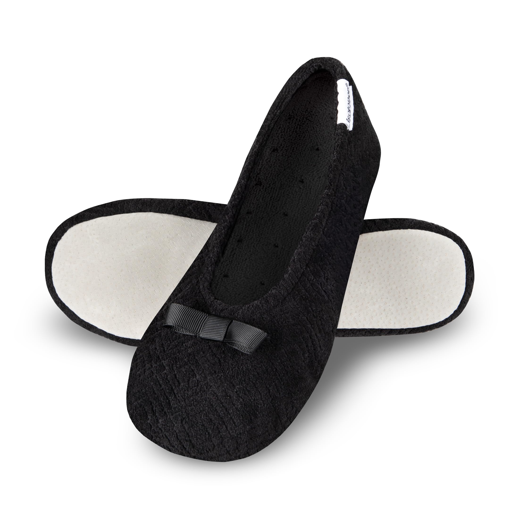 isotoner Women's Diamond Microterry Ballerina Slippers