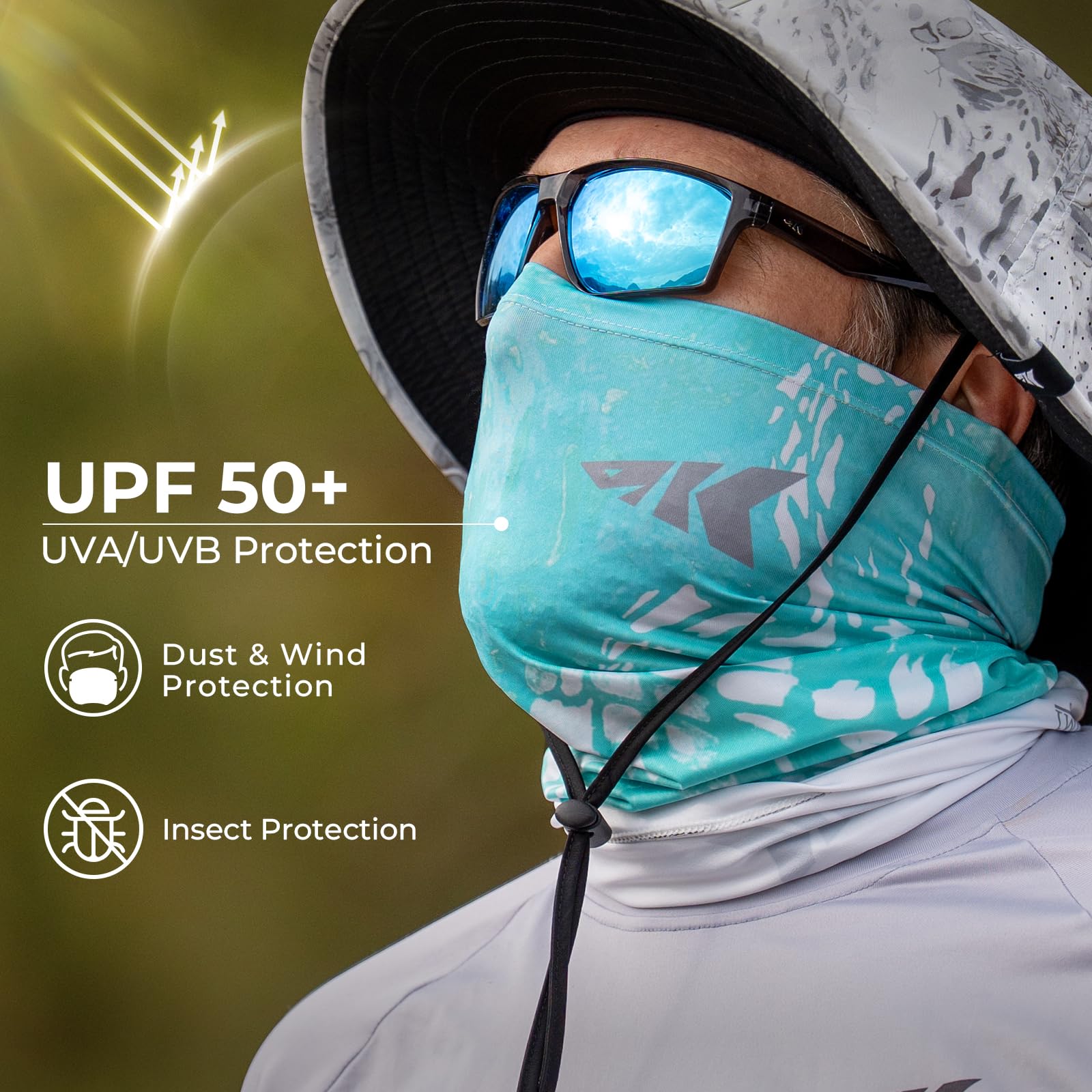 KastKing Sol Armis Neck Gaiter - UPF 50 Face Mask - UV Sun Protection Mask for Men & Women, Fishing, Hiking