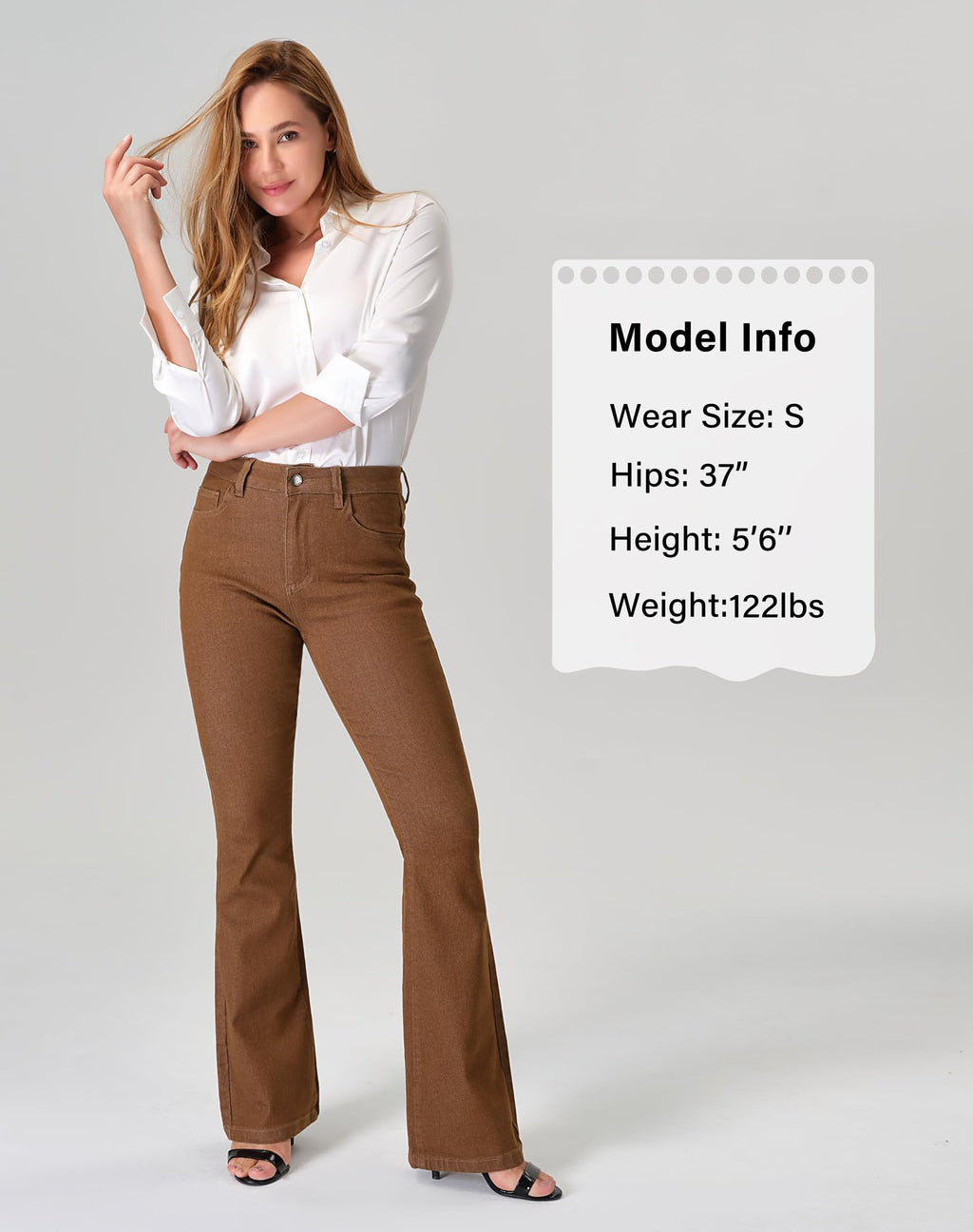 roswear Women's Trendy Stretchy Flare Jeans Mid Rise Bootcut Curvy Denim Pants