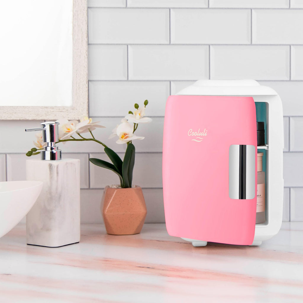 Cooluli Mini Fridge for Bedroom - Car, Office Desk & Dorm Room - Portable 4L/6 Can Electric Plug In Cooler & Warmer for Food, Drinks, Skincare Beauty & Makeup - 12v AC/DC & Exclusive USB Option, Black