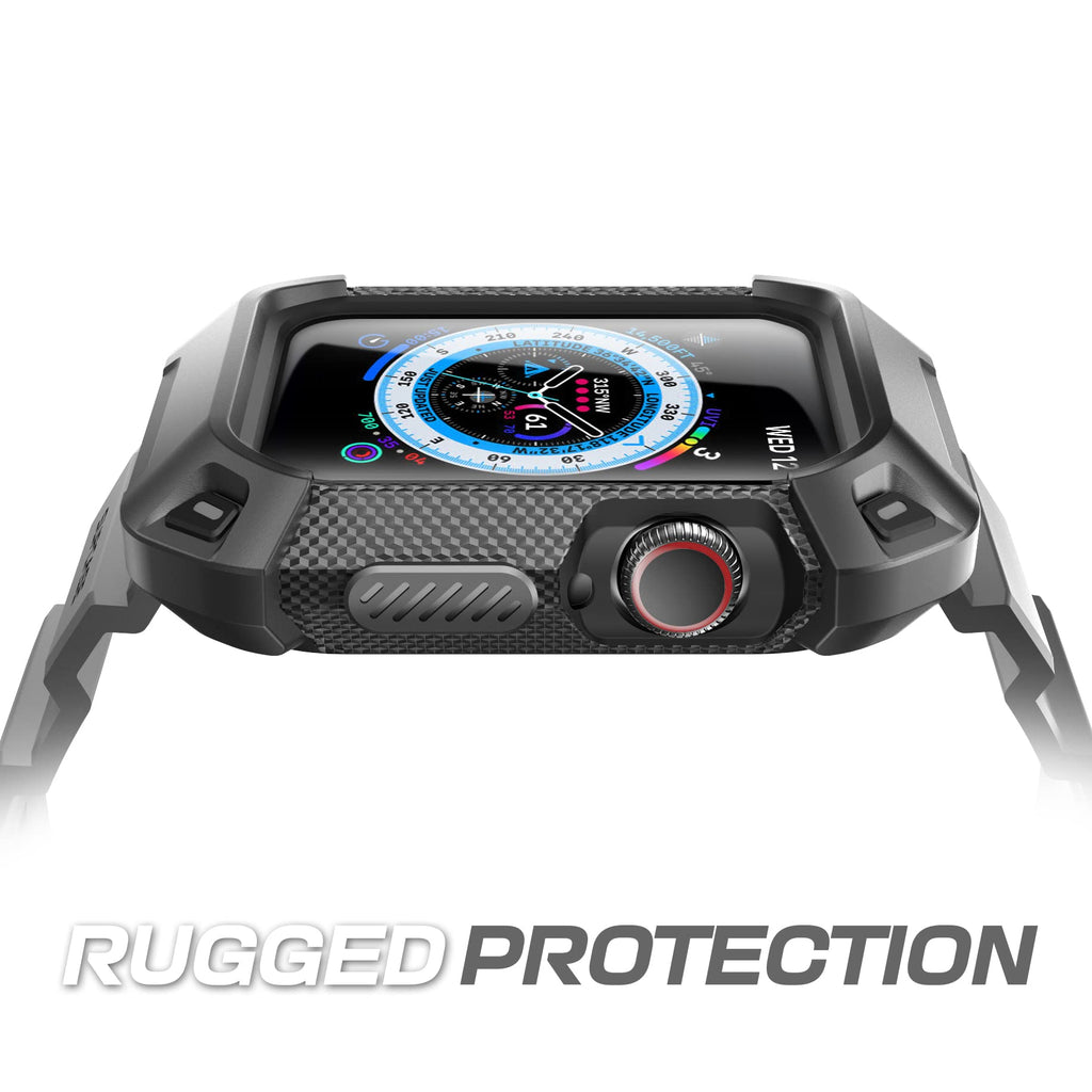 SUPCASE for Apple Watch 9/8/7/6/5/4/SE 45/44mm Case with Band (Unicorn Beetle Pro), [Anti-Scratch] [Bumper Protector] Rugged Men Cover with Adjustable Strap Band for iWatch SE 3/2/1, Black
